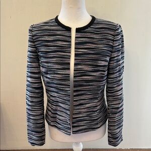 Tahari Black, pink. White  Striped Blazer Size 4P EUC